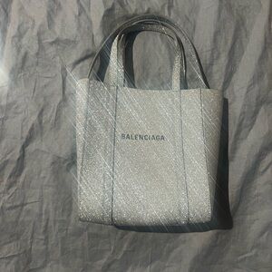 Balenciaga Glitter Silver Tote xxs